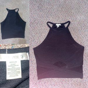 Black Bozzolo Halter Crop Top